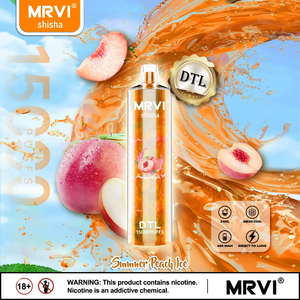 DisposableVape Pen MRVI Shisha 15000 Puffs with DTL Vaping Style (2)46j