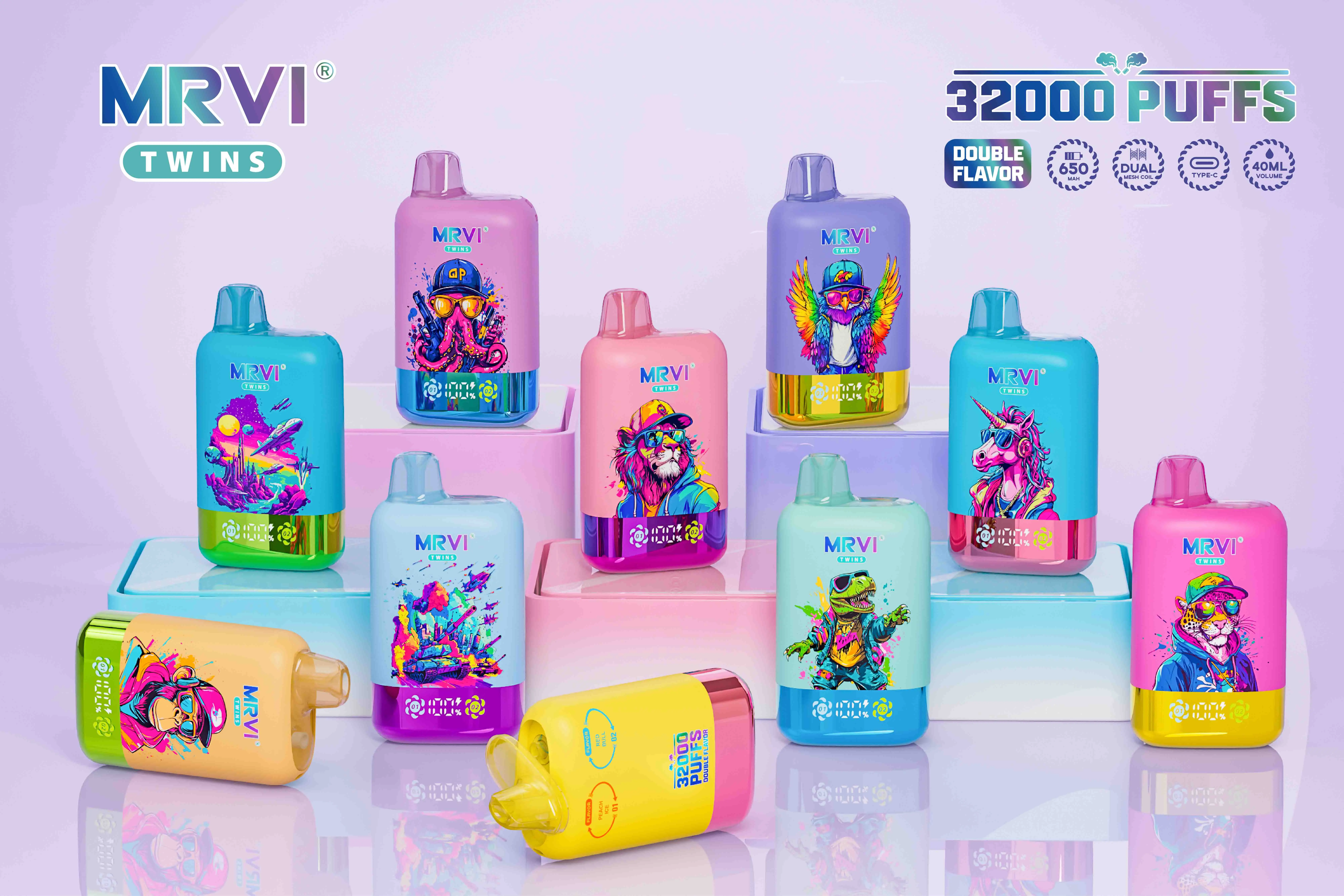 2025 Global e-cigarette industry welcomes revolutionary new product: MRVI TWINS 32000 Puffs dual-flavor smart e-cigarette is launched